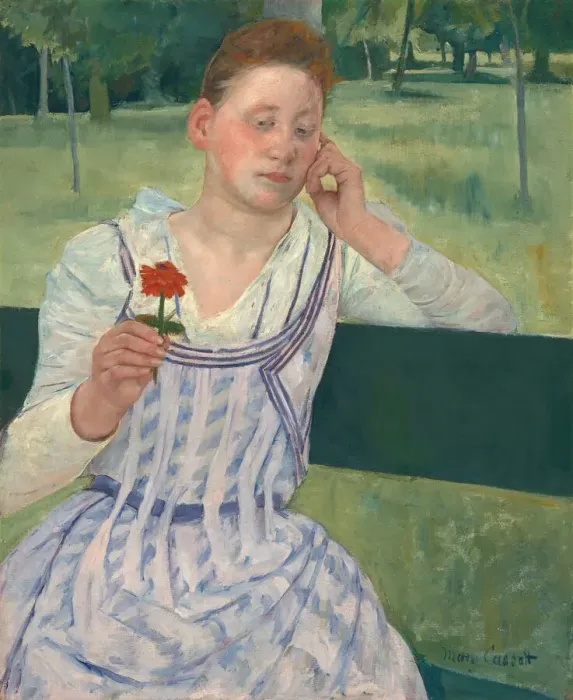 Framed Print : Woman with a Red Zinnia, 1891. Creator: Mary Cassatt Framed Print : Woman with a Red Zinnia, 1891. Creator: Mary Cassatt