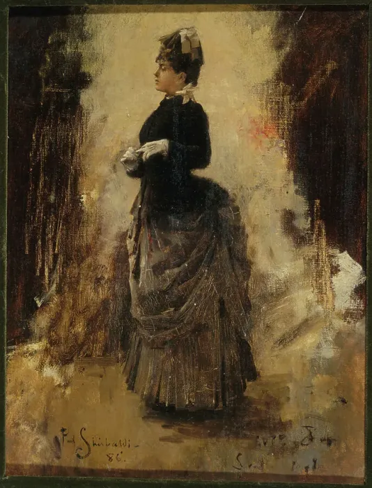 Framed Print : Woman removing a glove, 1886. Creator: Jean Paul Sinibaldi Framed Print : Woman removing a glove, 1886. Creator: Jean Paul Sinibaldi