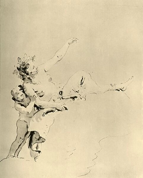 Woman resting on Clouds and supported by a Cupid, mid 18th century, (1928). Artist