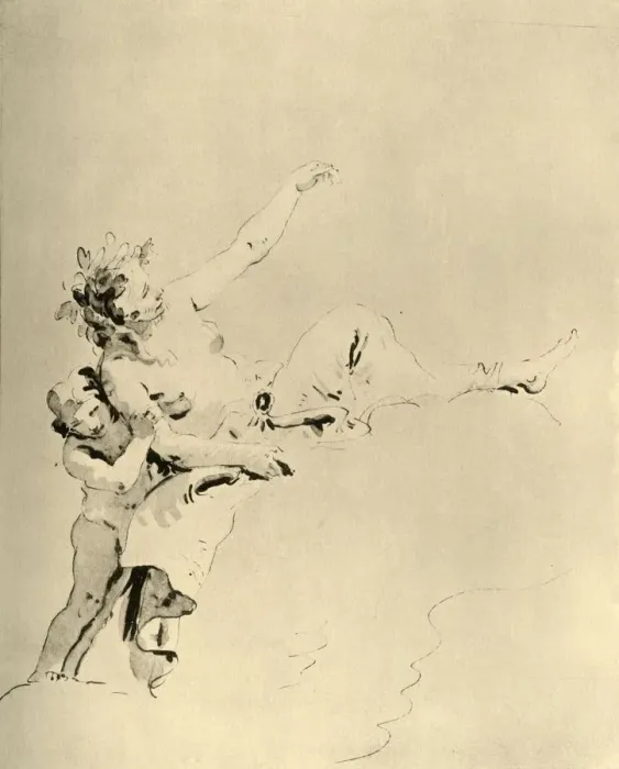 Framed Print : Woman resting on Clouds and supported by a Cupid, mid 18th century, (1928). Artist Framed Print : Woman resting on Clouds and supported by a Cupid, mid 18th century, (1928). Artist