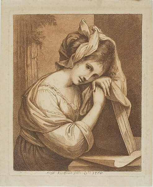 Woman Resting Her Head on a Book, 1770. Creator: Angelica Kauffman