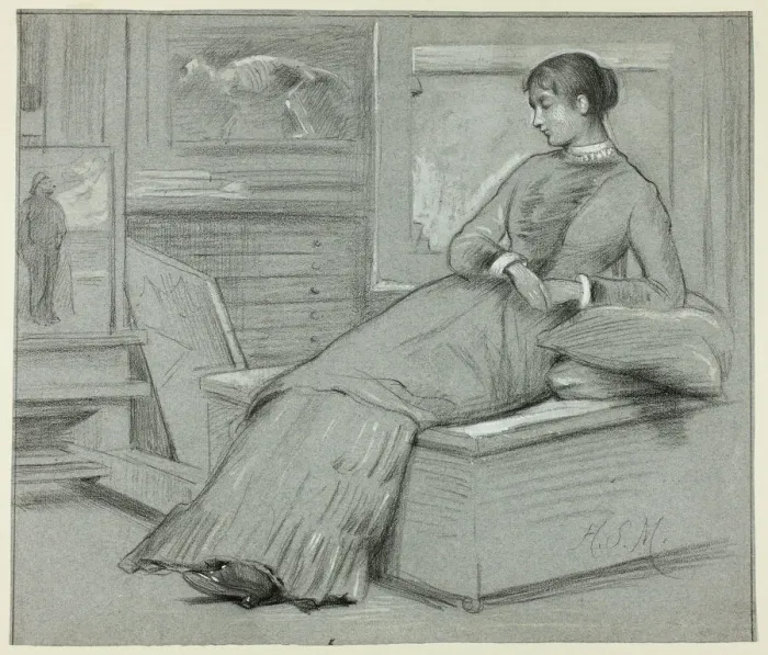 Framed Print : Woman Resting on a Platform, n. d. Creator: Henry Stacy Marks Framed Print : Woman Resting on a Platform, n. d. Creator: Henry Stacy Marks