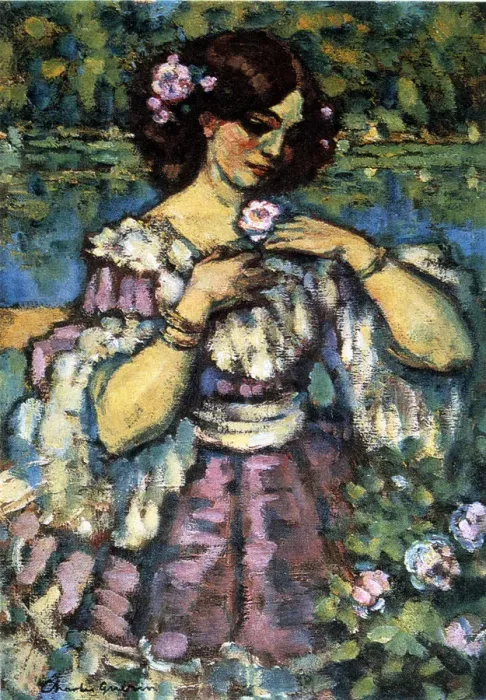 Framed Print : Woman With Rose, 1901. Artist: Charles Guerin Framed Print : Woman With Rose, 1901. Artist: Charles Guerin