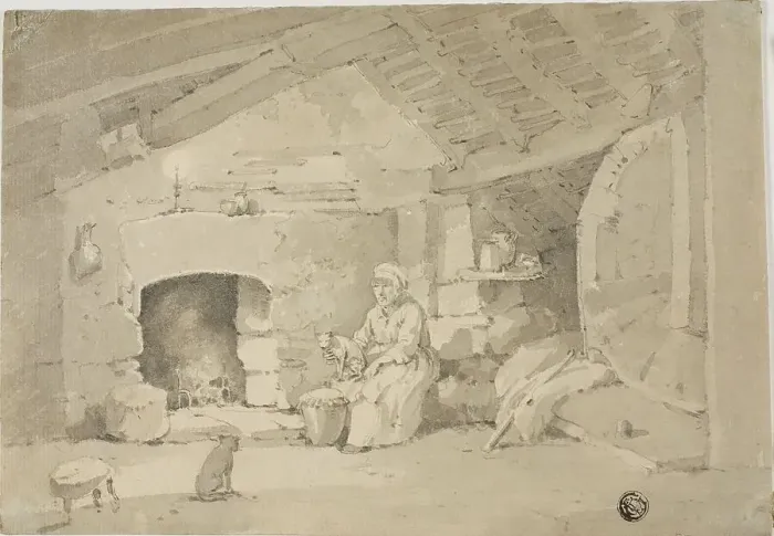 Framed Print : Woman in a Rustic Interior, n.d. Creator: Unknown Framed Print : Woman in a Rustic Interior, n.d. Creator: Unknown