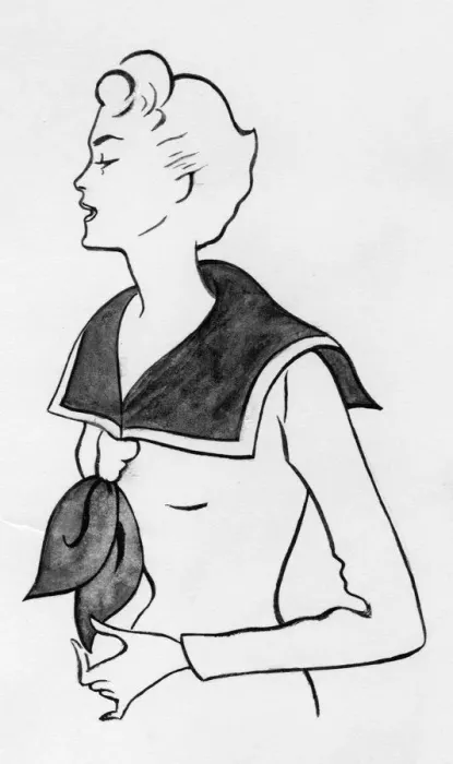 Framed Print : Woman with sailor top, c1950. Creator: Shirley Markham Framed Print : Woman with sailor top, c1950. Creator: Shirley Markham