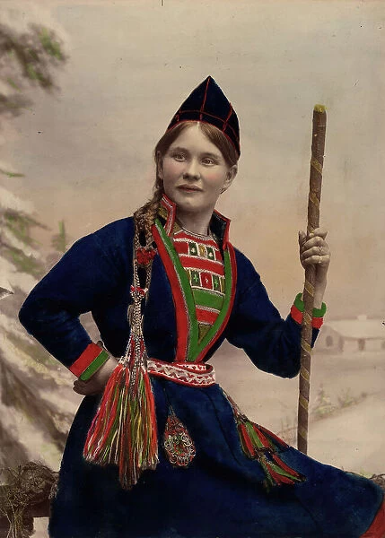 Woman in Sami costume, 1870-1898.s Creator: Helene Edlund