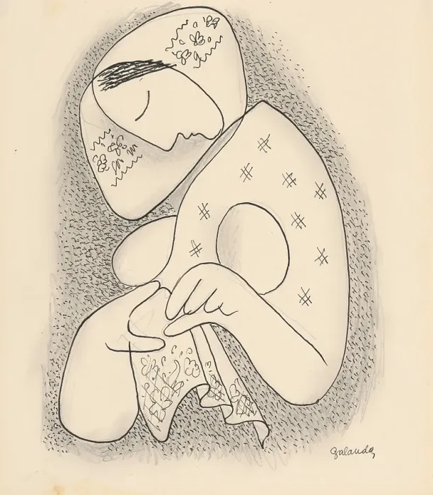Framed Print : Woman in a scarf, around 1930. Creator: Mikulas Galanda Framed Print : Woman in a scarf, around 1930. Creator: Mikulas Galanda