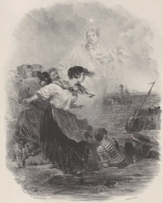 Framed Print : Woman by the Sea with the Madonna, Pointing to a Ship, ca. 1848-62 Framed Print : Woman by the Sea with the Madonna, Pointing to a Ship, ca. 1848-62
