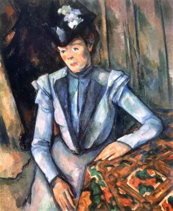 Framed Print : Woman seated in blue, 1902-1906. Artist: Paul Cezanne Framed Print : Woman seated in blue, 1902-1906. Artist: Paul Cezanne