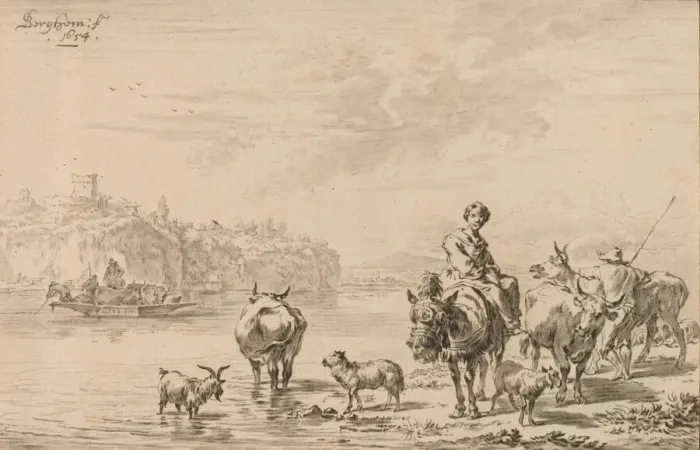 Framed Print : Woman Seated on a Mule, 1769. Creator: Johannes Kornlein Framed Print : Woman Seated on a Mule, 1769. Creator: Johannes Kornlein