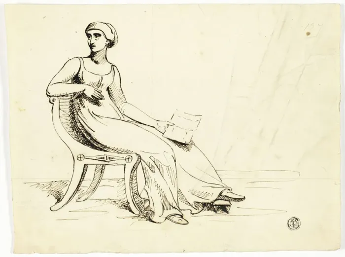 Framed Print : Woman Seated in Roman Chair, n. d. Creator: John Downman Framed Print : Woman Seated in Roman Chair, n. d. Creator: John Downman