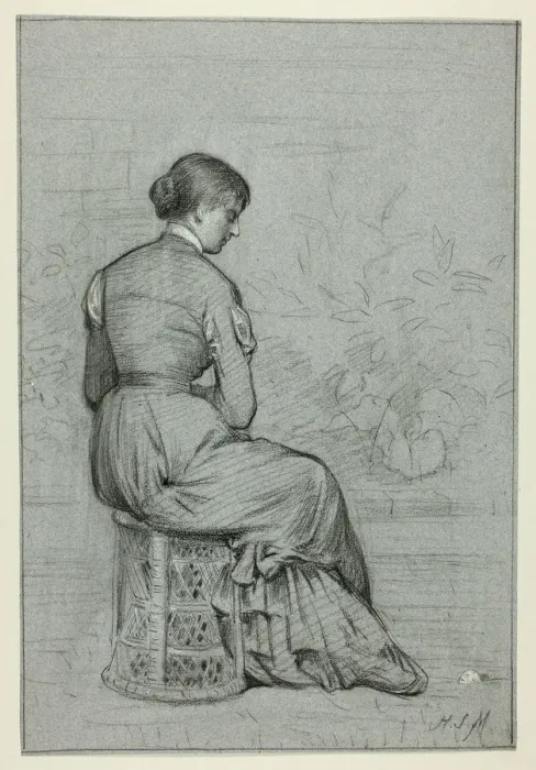 Framed Print : Woman Seated on a Tabouret, n. d. Creator: Henry Stacy Marks Framed Print : Woman Seated on a Tabouret, n. d. Creator: Henry Stacy Marks