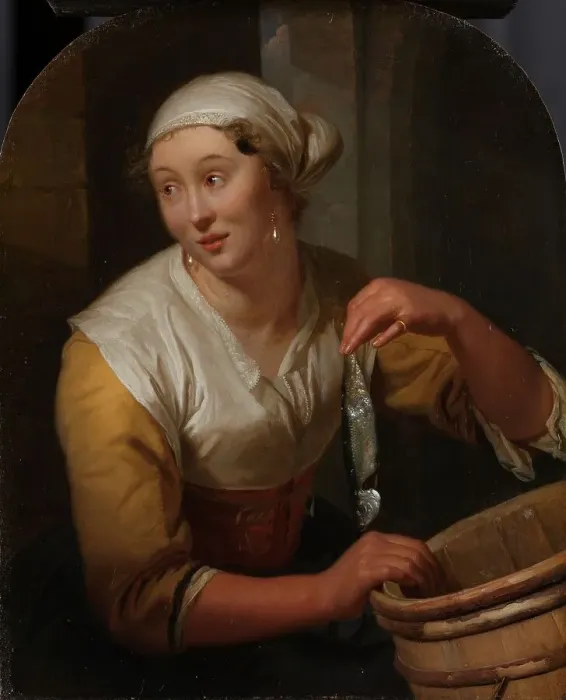Framed Print : Woman Selling Herrings, 1675-1680. Creator: Godfried Schalcken Framed Print : Woman Selling Herrings, 1675-1680. Creator: Godfried Schalcken