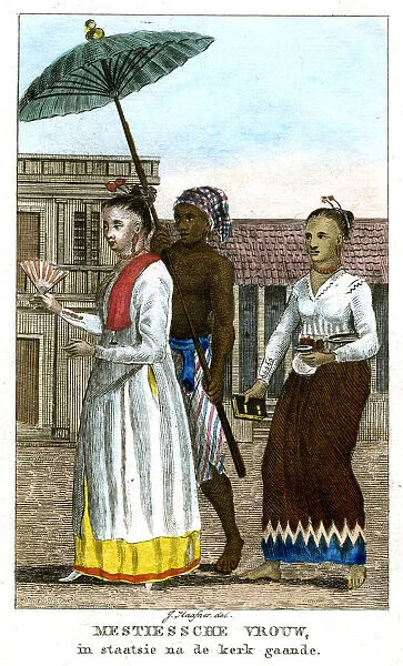 Woman with servants, c1808. Artist: J Haafner