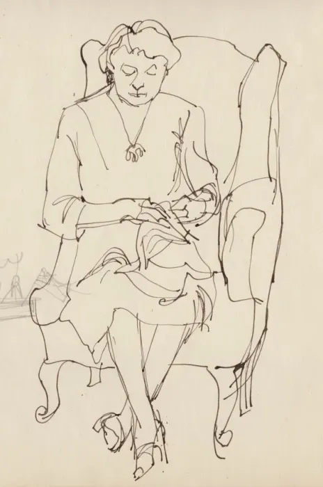 Framed Print : Woman sewing, c1950. Creator: Shirley Markham Framed Print : Woman sewing, c1950. Creator: Shirley Markham