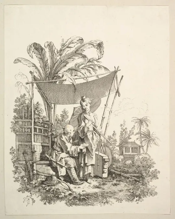 Framed Print : Woman Showing Curiosities to Soldier, ca. 1742. Creator: Gabriel Huquier Framed Print : Woman Showing Curiosities to Soldier, ca. 1742. Creator: Gabriel Huquier