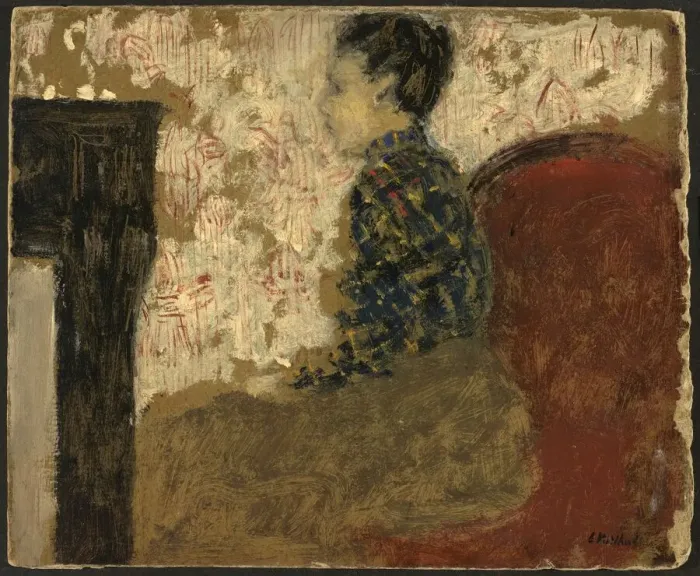 Framed Print : Woman Sitting by the Fireside, c. 1894. Creator: Edouard Vuillard Framed Print : Woman Sitting by the Fireside, c. 1894. Creator: Edouard Vuillard