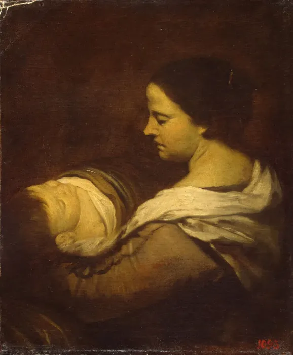 Framed Print : Woman with Sleeping Child, c. 1660. Creator: Martinez del Mazo Framed Print : Woman with Sleeping Child, c. 1660. Creator: Martinez del Mazo