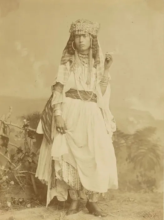 Framed Print : Woman smoking, about 1865-1885. Creator: Unknown Framed Print : Woman smoking, about 1865-1885. Creator: Unknown
