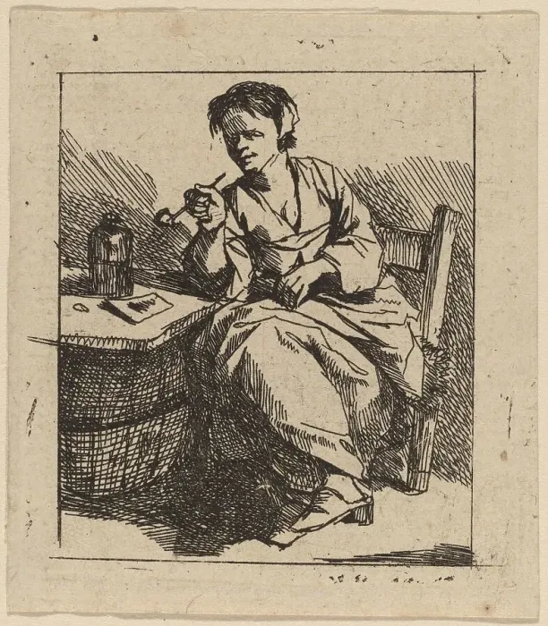 Framed Print : A Woman Smoking. Creator: Cornelis Bega Framed Print : A Woman Smoking. Creator: Cornelis Bega