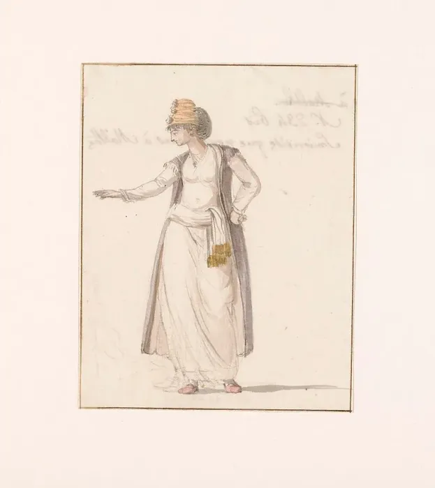 Framed Print : Woman from Smyrna in traditional costume, seen by the travel group in Malta, 1778. Creator: Louis Ducros Framed Print : Woman from Smyrna in traditional costume, seen by the travel group in Malta, 1778. Creator: Louis Ducros