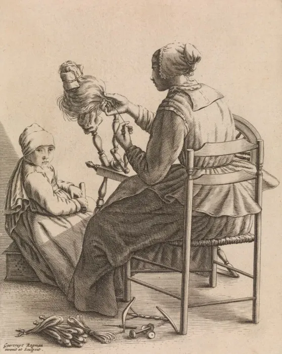 Framed Print : A Woman Spinning, Plate 4 from Five Feminine Occupations, ca. 1640-57 Framed Print : A Woman Spinning, Plate 4 from Five Feminine Occupations, ca. 1640-57