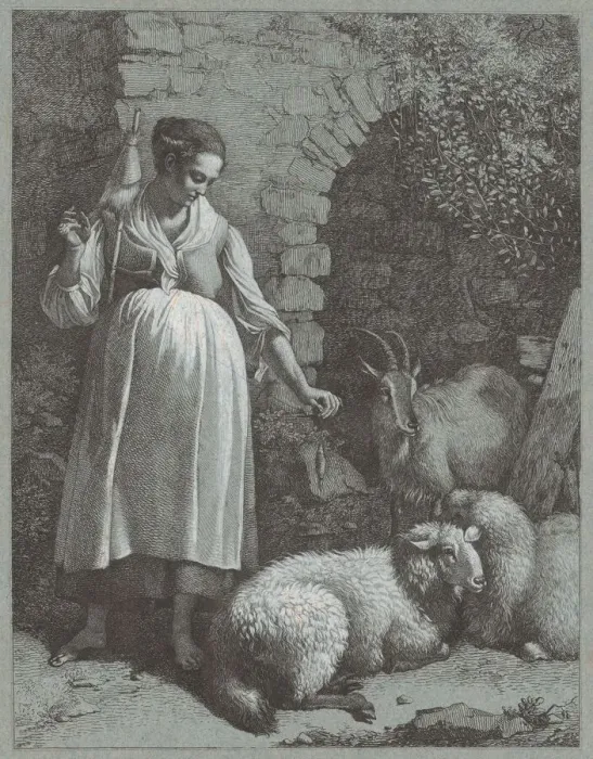 Framed Print : Woman Spinning Yarn by an Arch, 1764. Creator: Francesco Londonio Framed Print : Woman Spinning Yarn by an Arch, 1764. Creator: Francesco Londonio