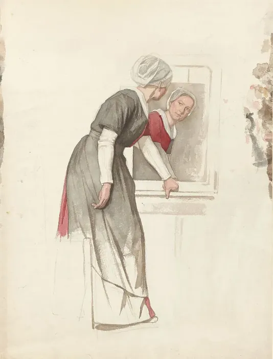 Framed Print : Woman standing in front of a mirror, 1874-1925. Creator: Jan Veth Framed Print : Woman standing in front of a mirror, 1874-1925. Creator: Jan Veth