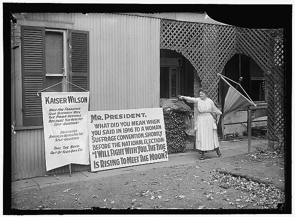 Woman suffrage banners, between 1916 and 1918. Creator: Harris & Ewing. Woman suffrage banners, between 1916 and 1918. Creator: Harris & Ewing
