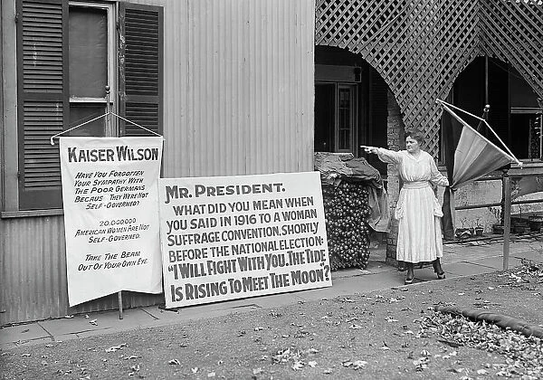 Woman Suffrage Banners, 1917. Creator: Harris & Ewing. Woman Suffrage Banners, 1917. Creator: Harris & Ewing