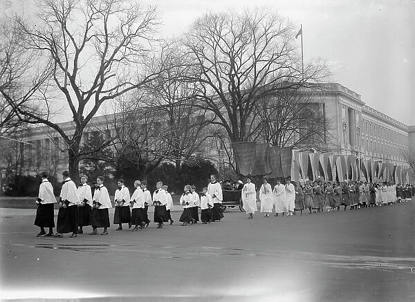 Woman Suffrage at Capitol with Banners, 1917. Creator: Harris & Ewing. Woman Suffrage at Capitol with Banners, 1917. Creator: Harris & Ewing