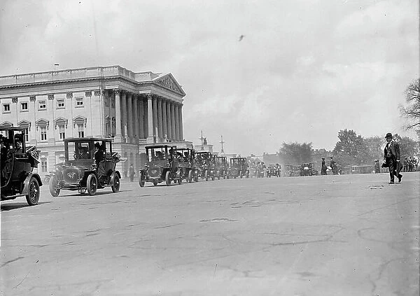 Woman Suffrage Motor Parade To Capitol, 1913. Creator: Harris & Ewing. Woman Suffrage Motor Parade To Capitol, 1913. Creator: Harris & Ewing