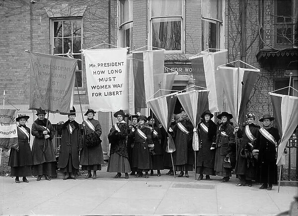 Woman Suffrage - Philadelphia Group at Headquarters, 1917. Creator: Harris & Ewing. Woman Suffrage - Philadelphia Group at Headquarters, 1917. Creator: Harris & Ewing