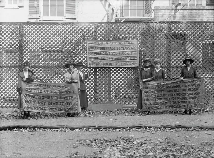 Framed Print : Woman Suffrage - Pickets, 1917. Creator: Harris & Ewing. Woman Suffrage - Pickets, 1917. Creator: Harris & Ewing Framed Print : Woman Suffrage - Pickets, 1917. Creator: Harris & Ewing. Woman Suffrage - Pickets, 1917. Creator: Harris & Ewing