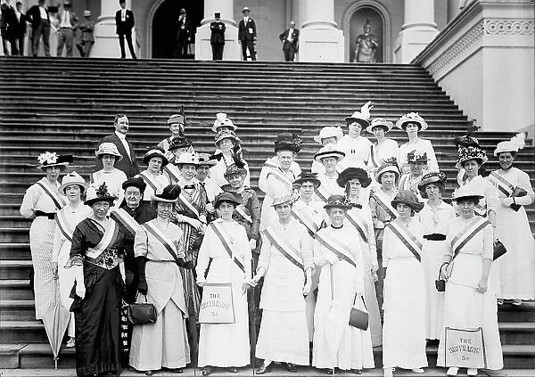 Woman Suffrage - Suffragettes at Capitol, 1914. Creator: Harris & Ewing. Woman Suffrage - Suffragettes at Capitol, 1914. Creator: Harris & Ewing