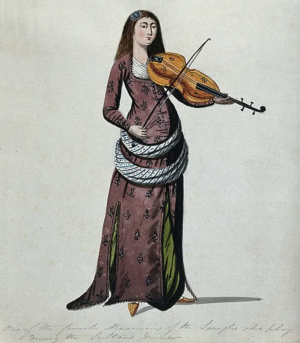 Framed Print : A woman from the Sultan's seraglio in Istanbul playing the violin. Creator: Unknown. A woman from the Sultan's seraglio in Istanbul playing the violin. Creator: Unknown Framed Print : A woman from the Sultan's seraglio in Istanbul playing the violin. Creator: Unknown. A woman from the Sultan's seraglio in Istanbul playing the violin. Creator: Unknown