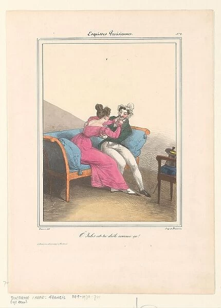 Woman teases her lover, 1827-1828. Creator: Francis Conscience