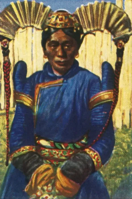 Framed Print : Woman with traditional headdress, Mongolia, c1928. Creator: Unknown Framed Print : Woman with traditional headdress, Mongolia, c1928. Creator: Unknown