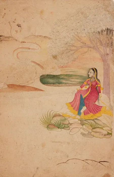 Framed Print : A Woman Under a Tree, Late 18th century. Creator: Unknown Framed Print : A Woman Under a Tree, Late 18th century. Creator: Unknown