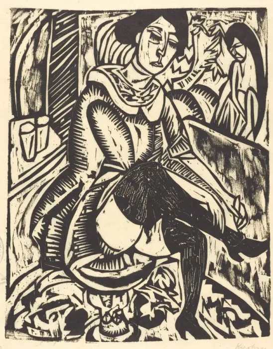 Framed Print : Woman Tying Her Shoe (Frau, Schuh Zuknopfend), 1912. Creator: Ernst Kirchner Framed Print : Woman Tying Her Shoe (Frau, Schuh Zuknopfend), 1912. Creator: Ernst Kirchner