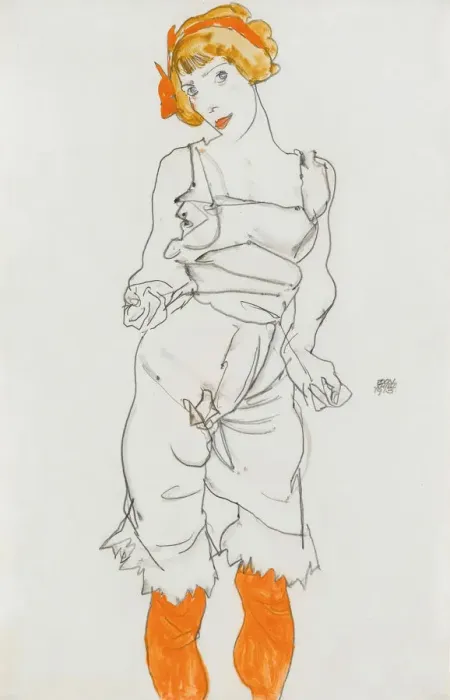 Framed Print : Woman in Underclothes and Stockings (Wally Neuzil), 1913 Framed Print : Woman in Underclothes and Stockings (Wally Neuzil), 1913