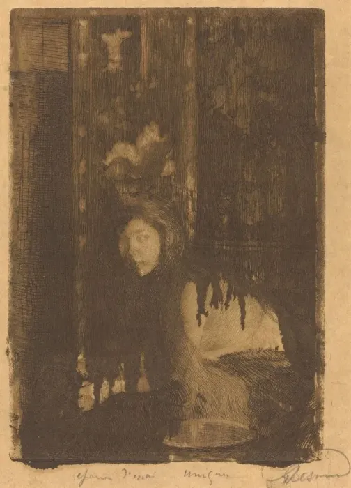 Framed Print : Woman with a Vase (La femme au vase), 1894. Creator: Paul Albert Besnard Framed Print : Woman with a Vase (La femme au vase), 1894. Creator: Paul Albert Besnard