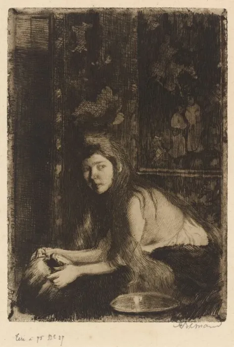 Framed Print : Woman with a Vase (La femme au vase), 1894. Creator: Paul Albert Besnard Framed Print : Woman with a Vase (La femme au vase), 1894. Creator: Paul Albert Besnard