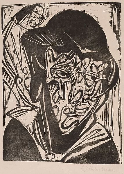 Woman with a Veil, 1915. Creator: Ernst Kirchner