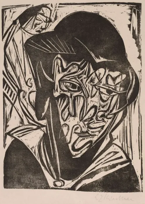 Framed Print : Woman with a Veil, 1915. Creator: Ernst Kirchner Framed Print : Woman with a Veil, 1915. Creator: Ernst Kirchner