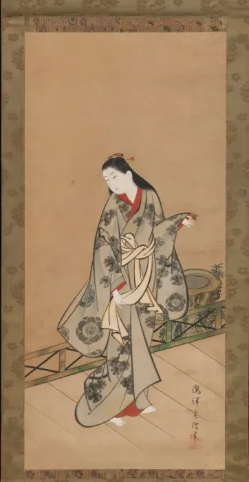 Framed Print : Woman on Veranda, ca. 1730. Creator: Takizawa Shigenobu Framed Print : Woman on Veranda, ca. 1730. Creator: Takizawa Shigenobu