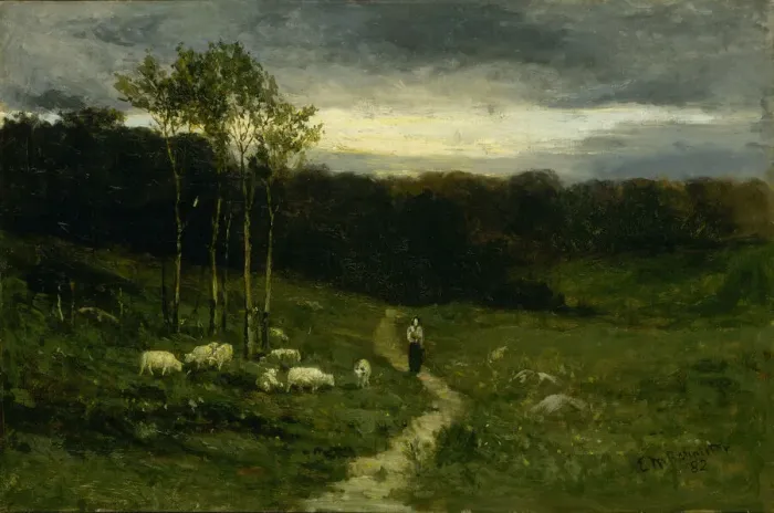 Framed Print : Woman Walking down Path, 1882. Creator: Edward Mitchell Bannister Framed Print : Woman Walking down Path, 1882. Creator: Edward Mitchell Bannister
