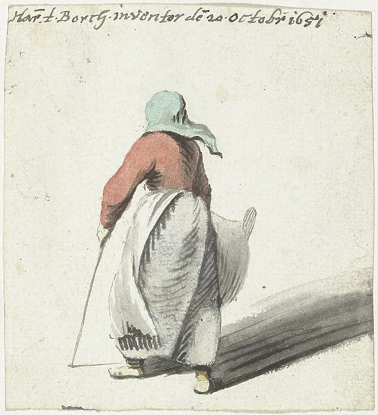 Woman walking, rear view, 1651. Creator: Harmen ter Borch
