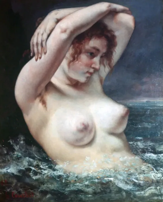 Framed Print : The Woman in the Waves, 1868. Artist: Gustave Courbet Framed Print : The Woman in the Waves, 1868. Artist: Gustave Courbet