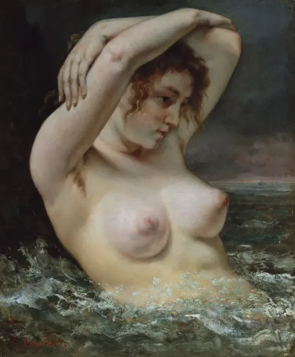 Framed Print : The Woman in the Waves, 1868. Creator: Gustave Courbet Framed Print : The Woman in the Waves, 1868. Creator: Gustave Courbet